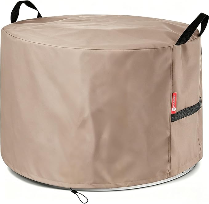 [2026 Upgraded]SheeChung Fire Pit Cover Round for Solo Stove Bonfire 19.5",Heavy Duty 600D Waterproof Firepit Cover 23"D x 16"H,Fit for 19"-23"Smokeless Fire Bowl/Table,Outdoor Covers with Drawstring