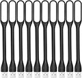 USB LED Light Lamp for Power Bank (10 PCS) Portable Eye Care Mini Night Light with Flexible Arm, USB Gooseneck Reading Lamps Book Light,Compatible for Desktop, Notebook Laptop (10-Black)
