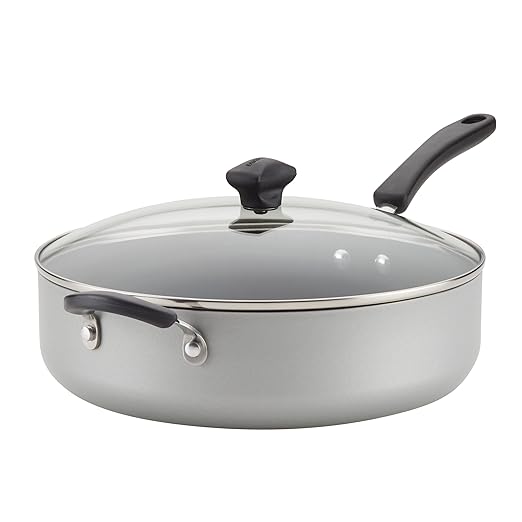 Farberware Cookstart DiamondMax Nonstick Jumbo Cooker with Lid and Helper Handle, Dishwasher Safe, 6 Quart - Silver