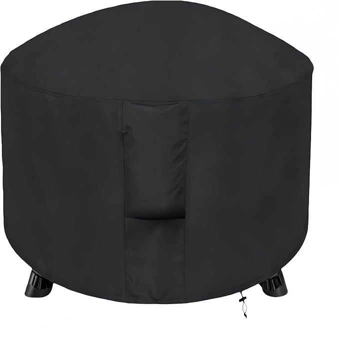 POMER Patio Fireplace Cover, Round Fire Pit Cover for 28 Inch Outdoor Fireplace Waterproof Heatwave Fire Bowl Cover Round -28"D x 43"H