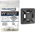 Kable Kontrol Zip Tie Mounts, 1/2” Sq, Black, 100 Pcs, Adhesive Backed Multi-Purpose UV-Resistant Mounting Squares Nylon Cable Tie Wrap Anchor Pads for Cable Management