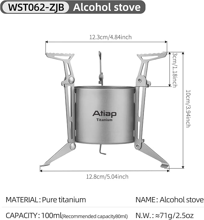 Titanium alcohol stove with foldable stand and fire cover Portable camping backpack Hiking stove