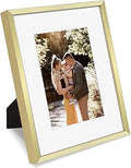 Golden State Art, Gold 8x10 Aluminum Frame for 8 x 10 Picture or 5x7 Photo with Mat - Shatter - Resistant Glass - Wall or Tabletop Display - 1 Pack