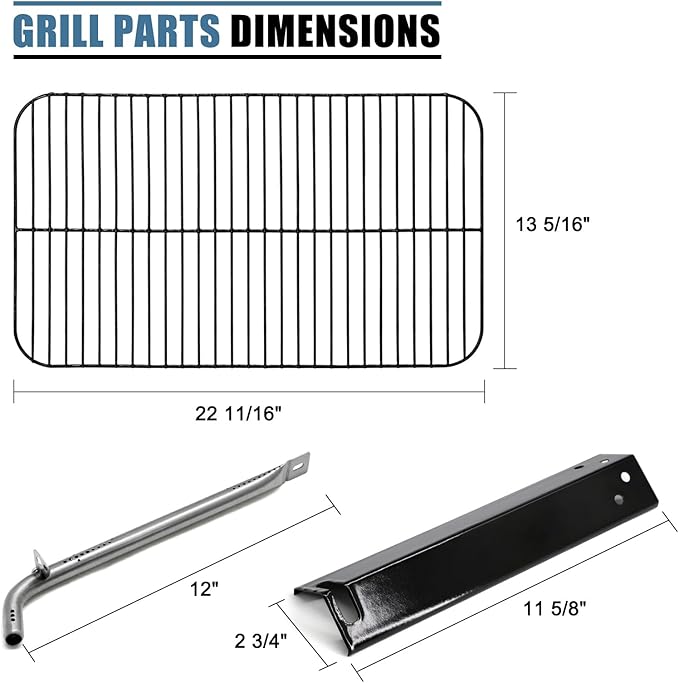 Adviace Replacement Grill Parts for Expert Grill XG10-101-002-02 3 Burner Gas Grill, Heat Tents Heat Plates & Burner Tubes & Cooking Grid Grate for 3 Burner Walmart Expert Grill Model XG10-101-002-02
