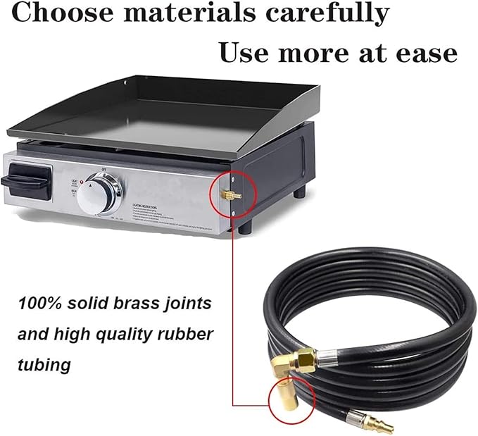 8FT Propane Quick Connect Hose RV to Grill, Propane Elbow Adapter with Extension Hose For Blackstone 17" and 22" Griddle, Camp Chef Stove, Portable Fire Pit