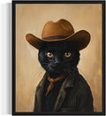 Black Cat Cowboy Art Print Poster Wall Art, Western Country Farmhouse Wild West for Bedroom, Bathroom, Living Room Art Decor 58 (Black Cat, 20"L x 16"W, Unframed)