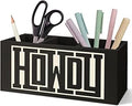 SNNDER Western Office Decor Pen Holder for Desk, Western Gifts for Women Men, Retro Howdy Western Wooden Pen Pencil Holder Organizer for Home Office Desk Accessories
