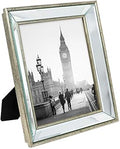 Isaac Jacobs 8x10 Silver Beveled Mirror Picture Frame - Classic Mirrored Frame with Deep Slanted Angle Made for Wall Décor Display, Photo Gallery and Wall Art (8x10, Silver)