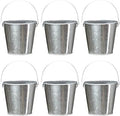 Galvanized Tin Metal Buckets with Handle, 6 Pack 5.91 Inch Iron Pail, Easter Bucket,Pencil Holder and Flower Pots,Craft Supply Holders for Events,School Storage and Party (Silver)