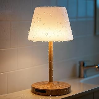 SAIWEYA Outdoor Waterproof Shower Lamp, 8000mAh Cordless Rechargeable Table Lamp with Touch Dimming, IP65 Wireless LED Night Light for Patio, Camping, Bathroom, Restaurant & Kitchen
