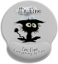 Ergonomic Mouse Pad with Wrist Support, Mouse Pad with Wrist Rest, Black Cat Gaming Mousepad with Non-Slip Pain Relief PU Base, Cute Mouse Pad for Desk Accessories Office Supplies Decor