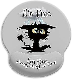 Ergonomic Mouse Pad with Wrist Support, Mouse Pad with Wrist Rest, Black Cat Gaming Mousepad with Non-Slip Pain Relief PU Base, Cute Mouse Pad for Desk Accessories Office Supplies Decor