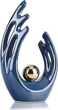 LCCCK 12" H Navy Blue Aesthetic Room Decor Accent, TV Stand Funky Table Centerpiece, Abstract Art Ceramic Statue and Sculpture, Blue Decor for Living Room, Bookshelf Decorative Objects, Shelf Decor