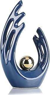 LCCCK 12" H Navy Blue Aesthetic Room Decor Accent, TV Stand Funky Table Centerpiece, Abstract Art Ceramic Statue and Sculpture, Blue Decor for Living Room, Bookshelf Decorative Objects, Shelf Decor