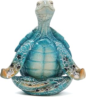 Hodao Yoga Turtle Figurine Decoration Meditation Sea Turtle Sculpture for Coastal Ocean Home Decor Relaxing Zen Gift for Office Living Room