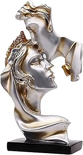 Kiss Statues,Resin Statue Ornaments, Abstract Style Sculptures, Valentine's Day, Living Room Dining Desk Decorations,Bookshelf Decorative Objects,Modern Home Decor(Gold)
