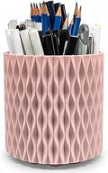 Lebenrich Rotating Pencil Holder for Desk, 5 Slots Unique Pink Organizer Easthetic Desktop Supplies and Accessories for Women Girls, Pen Cup Caddy for Office Home Art Supply