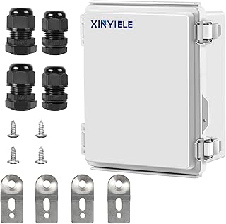 Waterproof Outdoor Project ABS Plastic Junction Box IP67 Weatherproof Dustproof Enclosure with Hinged Cover, Mounting Plate,Wall Brackets for Power Project (8.7"X6.7"X4.5")