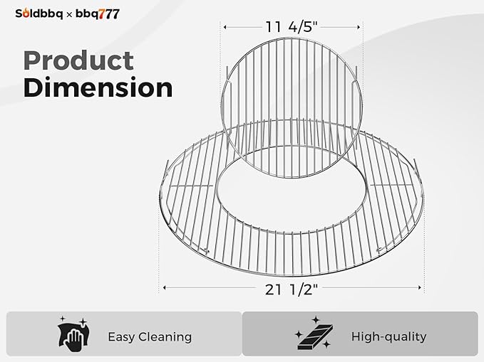 8835 Grill Grate Replacement for Weber 22 Inch Charcoal Grills,Hinged Cooking Grates with Handle for Weber Charcoal Grills, Kettle, Performer, Master-Touch, Gourmet BBQ System Hinged Cooking Grates