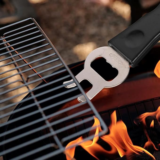 UKCOCO 2 Pcs Stainless Steel Grill Gripper and Hot Pan Lifter Tool - Anti-Scald Baking Tray Clip with Bottle Opener - Multi-Functional Kitchen Tongs for BBQ, Dish, Plate and Rack