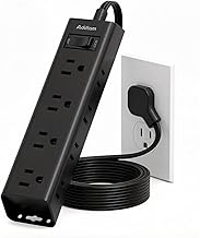 Addtam Power Strip Surge Protector with 12 Outlets, Flat Plug Extension Cord 10FT, Ultra Thin Wall Plug, 3-Side Wide Spaced Outlet Extender, Wall Mount Desk Charging Station for Home Office Garage