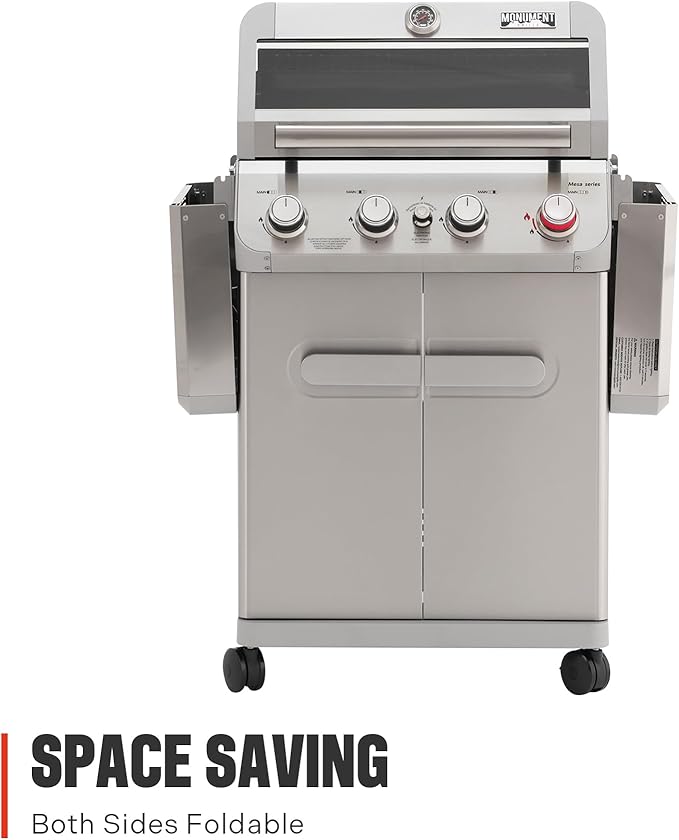 Monument Grills 4 Burner Propane Gas Grill, Stainless Steel Outdoor Patio Barbecue Grill with Smoker Box, with Broil Zone Fast Heating, Knob Control, and Easy Cleanup, M410MBZ