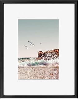 Frametory, 8x10 Metal Picture Frame with Mat for 5x7 Picture & Real Glass, Aluminum Photo Frame Collection (Black, 1 Pack)