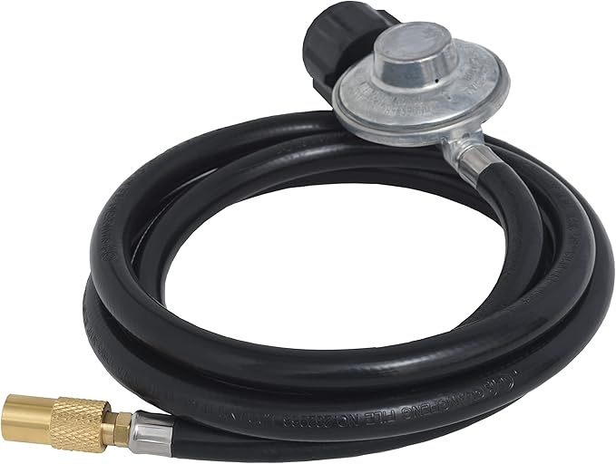 Flame King 6-FT Propane Adapter Hose & Regulator for 20LB Tank for 17"/22" Blackstone Tabletop Grill Griddle, Weather Resistant & Corrosion Resistant