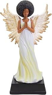 African American Expressions Golden Angel Figurine – Faith-Based Resin Statue, Black Angel Décor for Home, Mother’s Day Mom Presend and Gift Giving, Thoughtful Spiritual Collectible