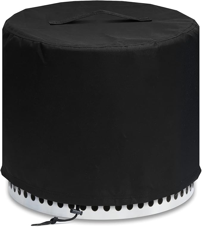 Fire Pit Cover for Solo Stove Cover Ranger 15 Inch, 600D Waterproof Anti-UV & Tear Resistant Round Cover All-Weather Outdoor Protection, Black, 17" D x 15" H