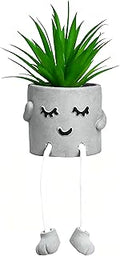 Zerzsy Small Artificial Plants in Cement Pots with Hanging Leg, Bathroom Plants Decor, Cute Fake Plant Succulents Desk Decor for Women, Shelf Decor Aesthetic - Set of 1
