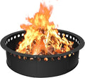 39 Inch Fire Pit Ring for Outside, Large Smokeless Firepit Insert, Wood Burning Fire Pit Rim, DIY Fire Rings for Yard/Garden Bonfires, Outdoor Fireplace, Carbon Steel, Matte Black
