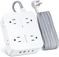 6Ft Surge Protector Power Strip with USB C, HANYCONY Extension Cord with 8 Outlets(2.2 IN) 4 USB Ports(2 USB C), Flat Plug, Wall Mount, 3 Side Outlet Extender for Home Dorm Room Essentials, ETL Listed