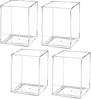 AZUREAL 4 Pack Clear Acrylic Pen Holder Cup, Clear Makeup Brush Holder, Thickened Acrylic Desktop Stationery Organizer for Office, School, and Home Storage