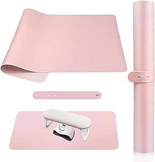 Subay Nail Art Table Mat, (MAT ONLY) Soft Microfiber PU Leather Nail Hand Rest for Nail Arm Rest Cushion, Foldable Nail Art Rest Pillow Manicure Pad Desk Mat - Pink