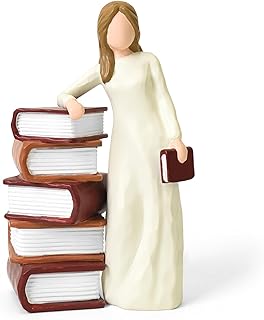 Lnrkai Book Lovers Gifts for Women, Readers, Graduates, Students, Teachers, Library Bookshelf Decor Hand-Painted Sculpted Reading Women Figurines for Living Room Desk Office Decoration