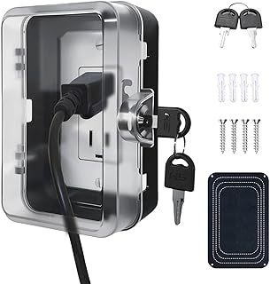 Child Proof Outlet Lock Box with 2 Durable Keys - Heavy Duty Safety Cover for Baby Proofing, Tool-Free Installation, More Space for Large Plugs Universal Fit Socket Protector (1Pack, Black)