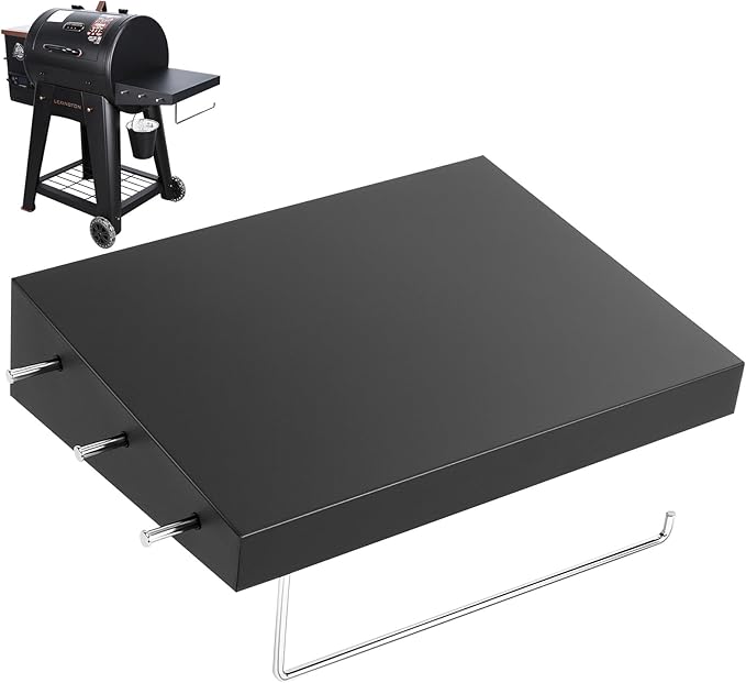 Utheer Grill Side Table Shelf for Pit Boss Lexington 500 Onyx, Pit Boss Grill Accessories for PB440D2, PB440FB1 Wood Pellet Grill, Heavy Duty BBQ Prep Station Paper Towels & Tools
