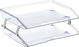 Acrimet Facility 2 Tier Letter Tray, Side Load, Letter Size/A4, Desktop File Organizer, Plastic (Clear Crystal Color)