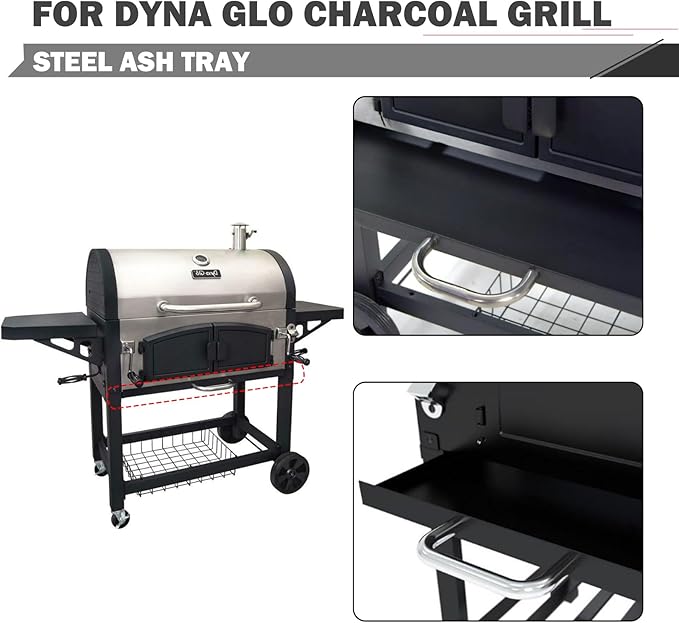 Ash Pan Grill Replacement Parts for Dyna Glo Charcoal Grill Parts DGN576SNC-D DGN576DNC-D DGN576DNC-DC Ash Tray Catcher Master Forge Grill Replacement Parts MFJ576DNC Charcoal Tray Catcher