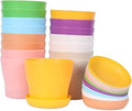JERIA 16-Pack 4" Plastic Flower Plant Pots Thickened Seedlings Nursery Pots, Colorful Flower Plant Container Seed Starting Pots with Pallet (8 Colors)