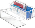 mDesign Plastic Office Supply Organizer - Storage Holder Bin with Handles for Desk Drawer, Cabinet - Pencil, Pen, Envelope and Supplies Container Basket - Ligne Collection - 2 Pack - Clear