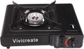 Vivicreate Portable Butane Stove 8500 BTU, Butane Stove with Auto Ignition for Camping, Lightweight Portable Gas Stove Burner with Safety Lock, Butane Burner, Estufa de Gas Portatil(Black)
