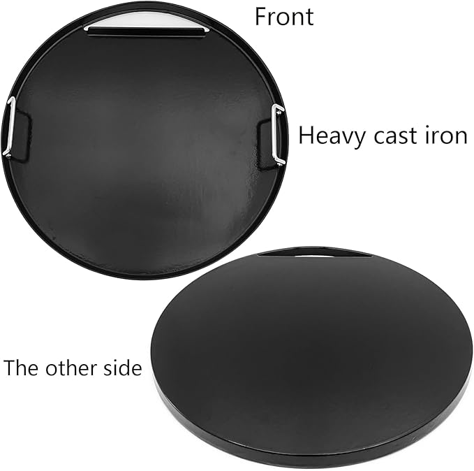 Cast Iron Round Cooking Griddle Plate Replacement for Weber 22" Kettle, One-Touch, Master Touch, Bar-B-Kettle, Performer Charcoal Grill for Recteq Pellet Grill RT-B380 Bullseye, Fire Pit Camping