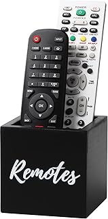 Remote Control Holder, Wooden Tv Remote Holder, Remote Holder for Table, Remote Control Storage Organizer Caddy (for 2 or 3 Remote Controls) 3.5 x3.5x3.5 - Black