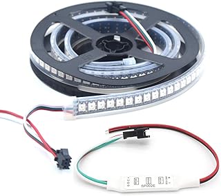 WS2812B LED Strip Lights 3.2ft 1M WS2812B 144LEDs Programmable Individual Addressable WS2811 Built-in 5050 RGB LED Strip IP67 Waterproof DC5V with Mini Controller