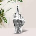 Silver (Black) Polyresin Hand Gesture Desk Statues Finger Sculpture Decor - Silver (Black) Ring Holder Adornos para Sala Gold Finger Gifts for Friends and Family (MF)