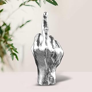 Silver (Black) Polyresin Hand Gesture Desk Statues Finger Sculpture Decor - Silver (Black) Ring Holder Adornos para Sala Gold Finger Gifts for Friends and Family (MF)