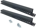 2 Pack 1U 19 Inch Cable Manager Horizontal Rack Mount 24 Slot Metal Finger Duct Wire Organizer with Cover and Mounting Screws for Server Rack, Black(24S2P)
