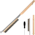 Aolso Pizza Oven Brush, 21" Brush and Stainless Steel Scraper for Pizza Stone, BBQ Grill Cleaning Brush Non Scratch Heat Proof Stainless Steel Bristles with Screwdriver for Pizza Oven Accessories